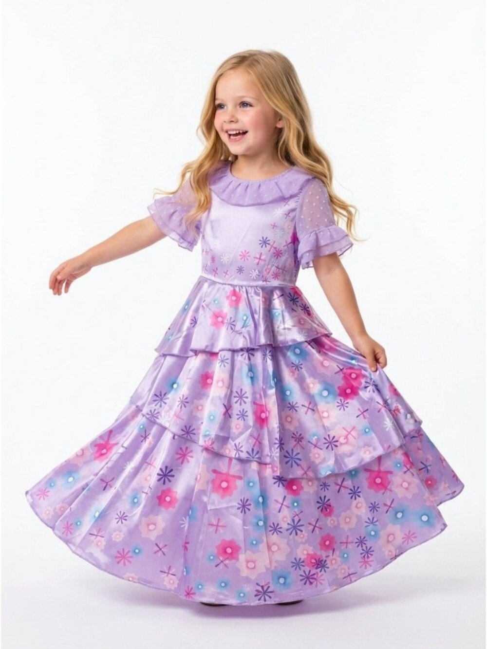 Girls Lavender Floral Princess Dress